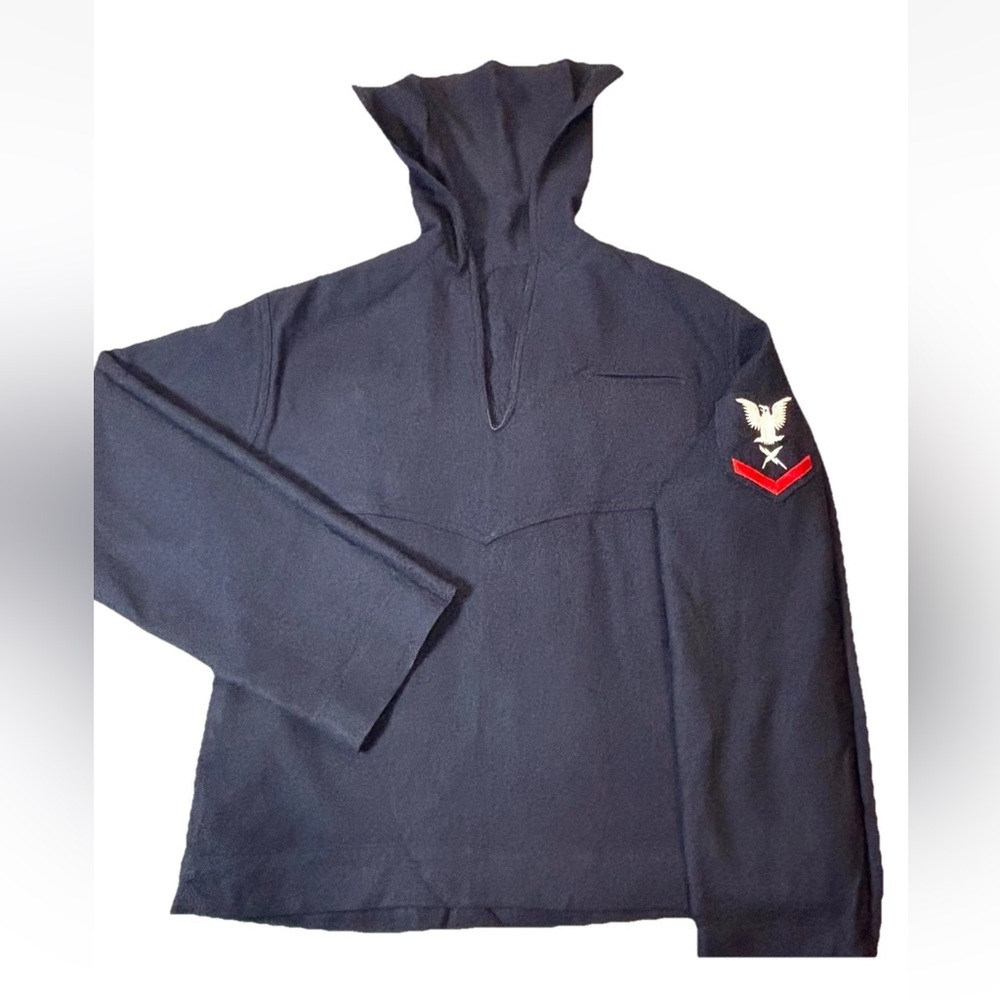 Vintage 1960s Us Navy Jumper Cracker Jack Mens 44 Blue Wool Vietnam Era